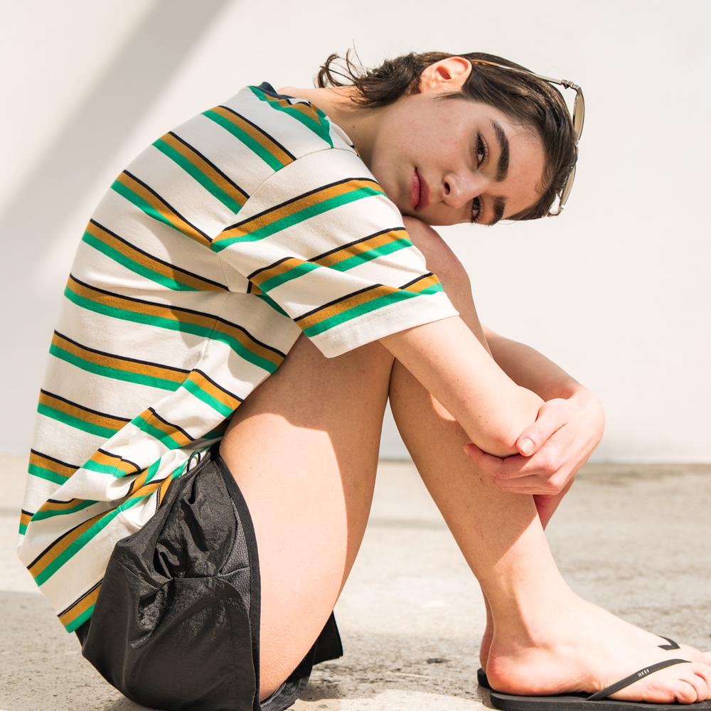 EDENIK Resort Striped Short Sleeve T-Shirt_Green