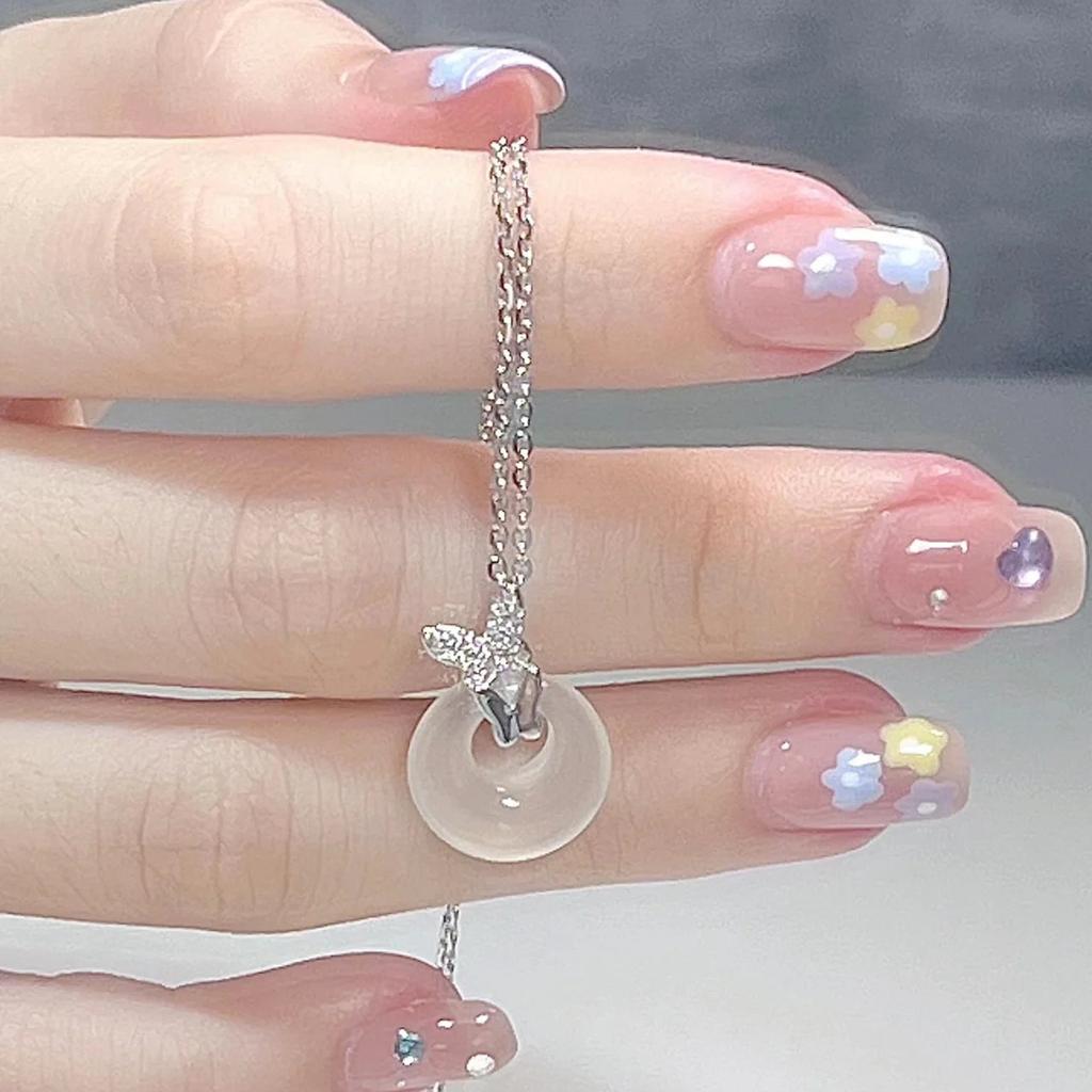 Tide Ping An Buckle Light Luxury Niche Necklace Temperament New Chinese Fashion Design Versatile Butterfly Love Necklace Female High Sense