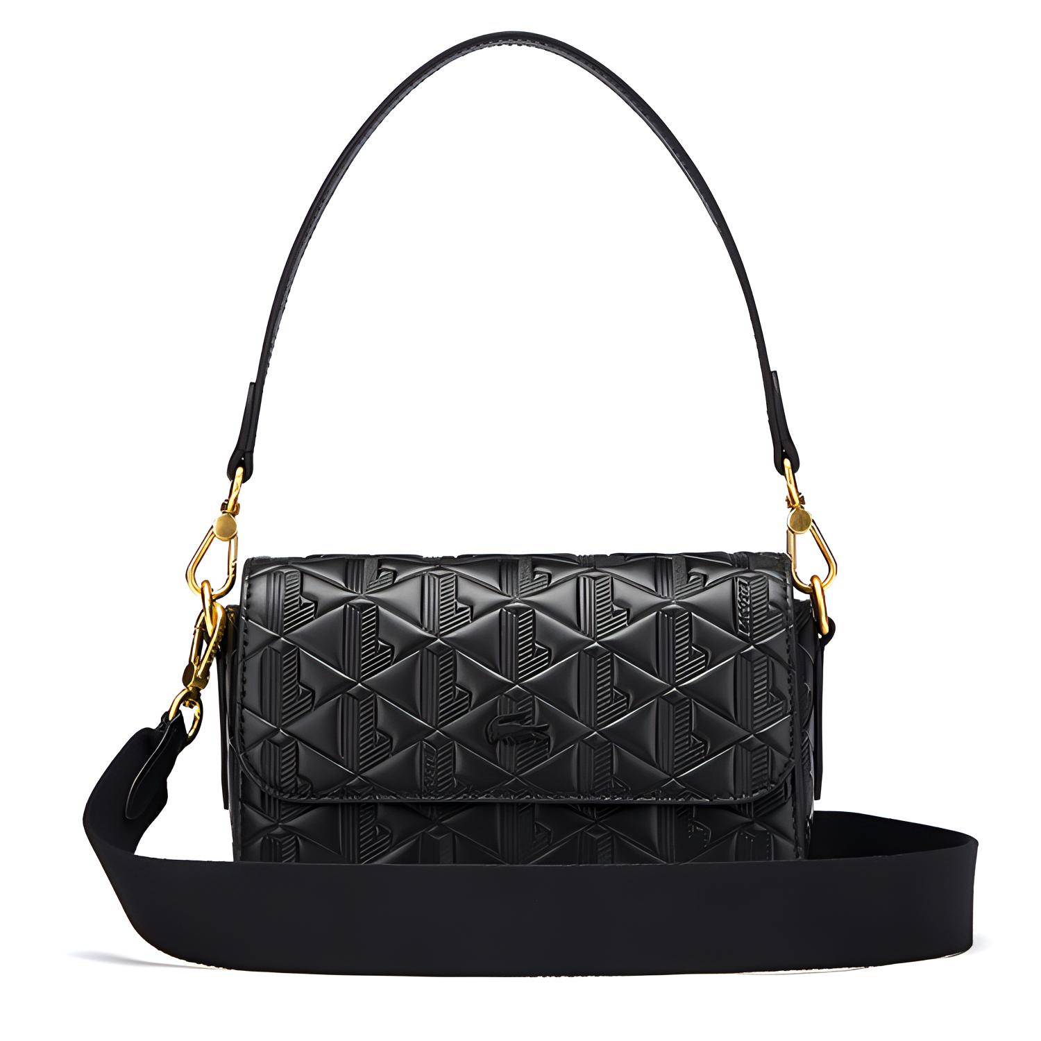 

Lacoste Fashion Versatile Magnetic Closure Leather Handheld Crossbody Shoulder Bag Small Women bags Black NF4712MH Black,Small