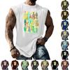 Maiou fără mâneci pentru bărbați Croială largă Textură vintage Respirabil Tricou pentru mușchi Streetwear de vară Casual Uzură zilnică Vestă imprimată