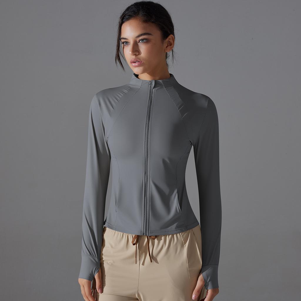 Nylon Yarn Ice Silk Cool Yoga Slimming Sunscreen Slimming Coat Female Summer Anti-ultraviolet Breathable Sun-protective Clothing