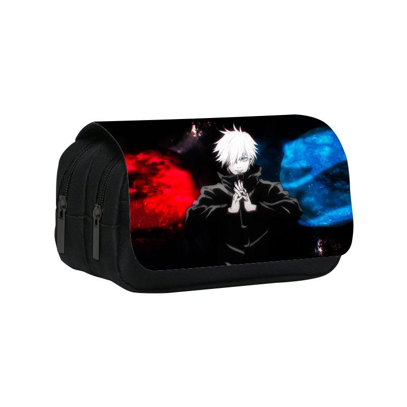 New trendy Jujutsu Kaisen double-layer pencil case with anime print for elementary and middle school students CLE