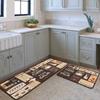 2pcs Kitchen Carpet Soft Anti-Slip Coffee Print Kitchen Decorative Mat Shower Room Door Mat Home Decoration