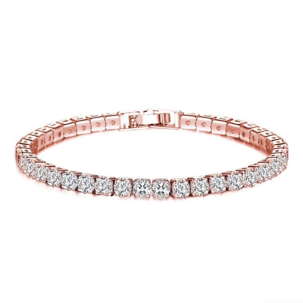 925 Sterling Silver 4mm Tennis Bracelet Inlaid With Zircon Crystal Electroplated 18k Gold Luxury Fashion Women's Gift