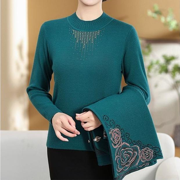 2PCS Knitted Tops Autumn/Winter Women Printed Cardigan Pullover Sweater Two-piece Plus Size Open-front Knitted Cardigan Comfortable Sweater Outfits