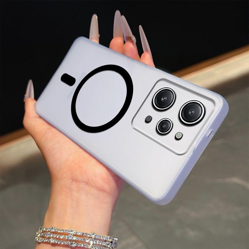 Frosted Semi Clear Magnetic Phone Case for Xiaomi Redmi 12 4G Soft TPU Shockproof Cover