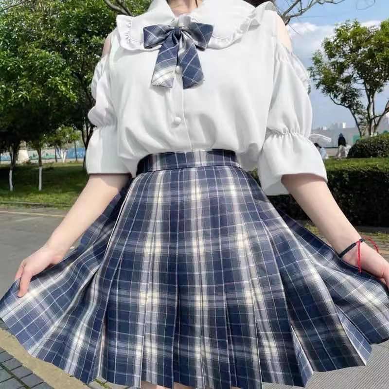 

Японский воротник Jk Униформа Лолита Внутренний расклешенный рукав без бретелек Рубашка с коротким рукавом Женская блузка Лето M