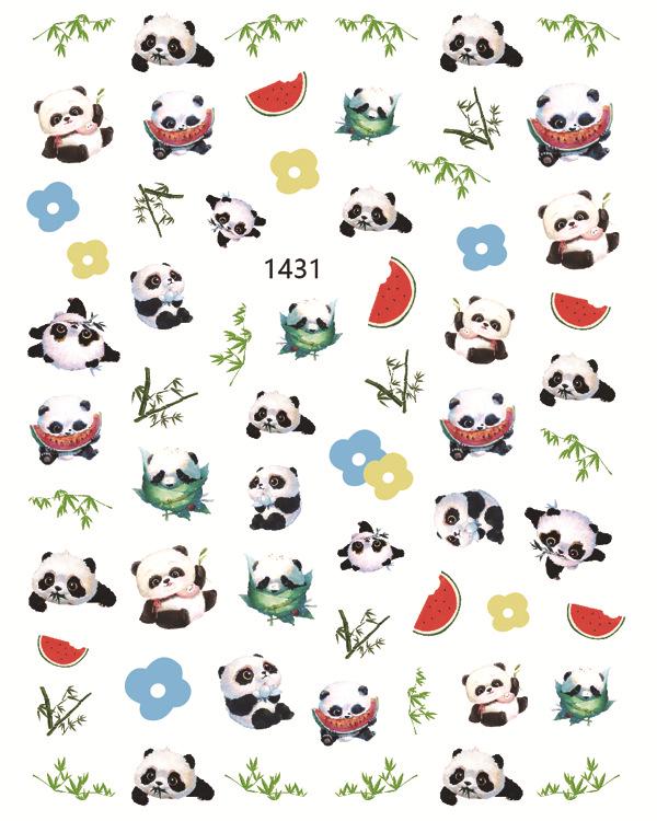 Colorful Panda Nail Art Stickers - Summer Relief & Cute National Treasure Design