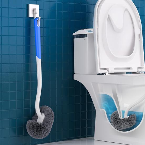 Toilet Brush with Suspension Design Hemisphere Head Extended Handle Suspension Style Toilet Brush Bathroom Cleaning Tool