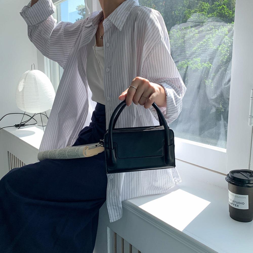 

Mini Crossbody Bag Vintage Box-shaped Bag Leisure Silver Small Square Bag School кавовий