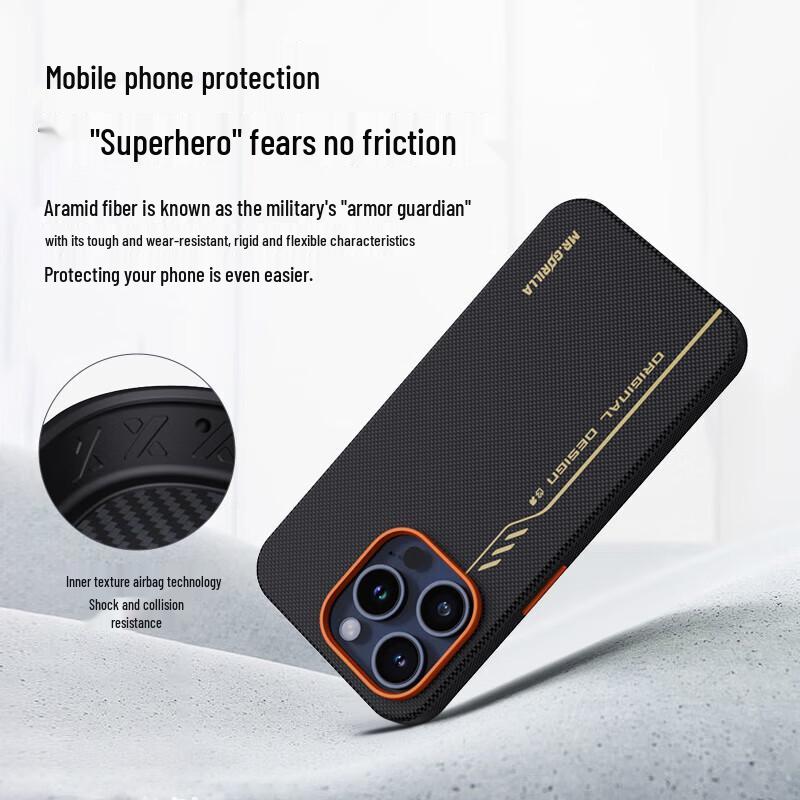 Mr. Blue Gorilla Aramid Fiber Magnetic Phone Case for iPhone 15 Pro