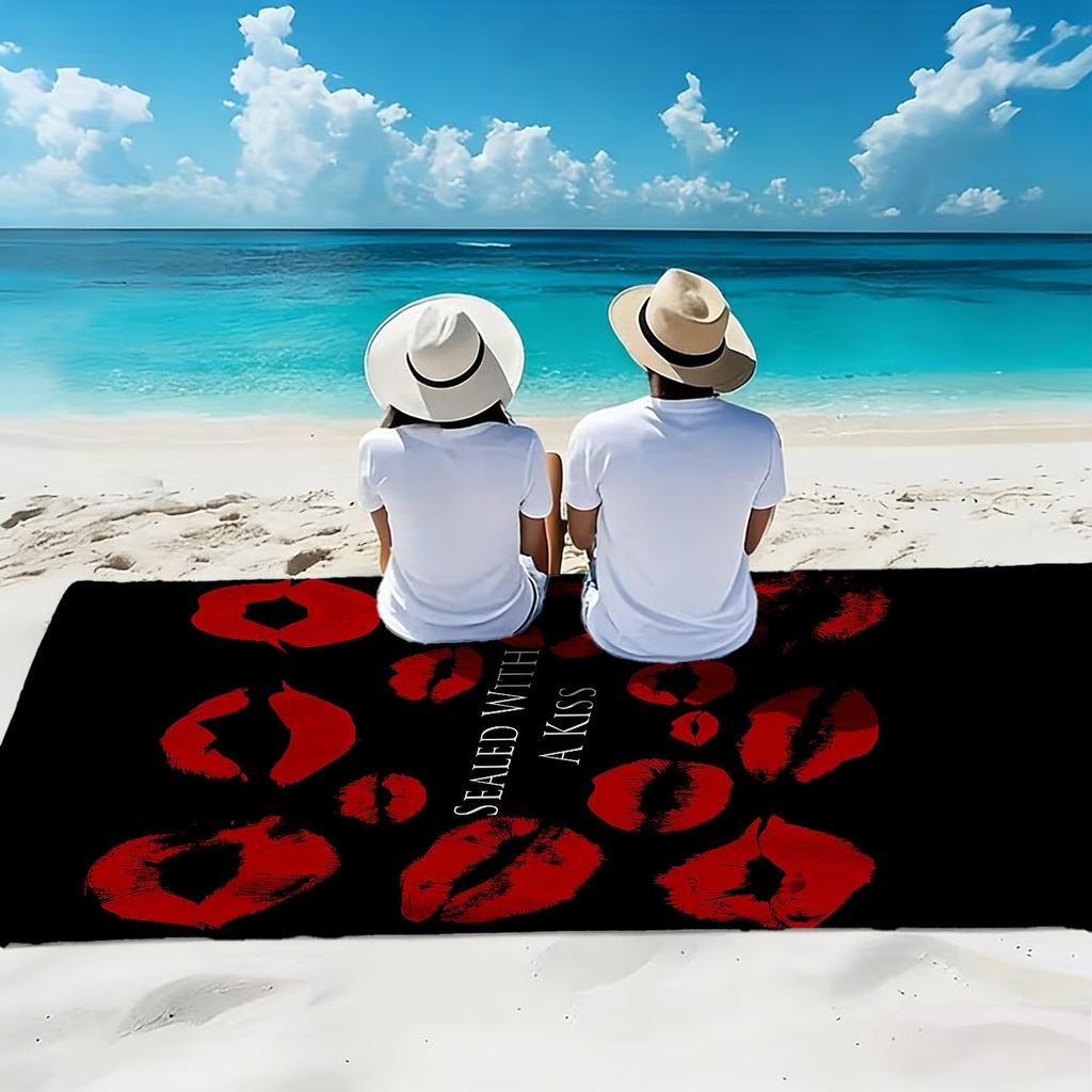 1 Stück Rote Lippen Druck Übergroßes Weiches Strandtuch Sexy Muster Ideales Geschenk für Freunde & Valentinstag