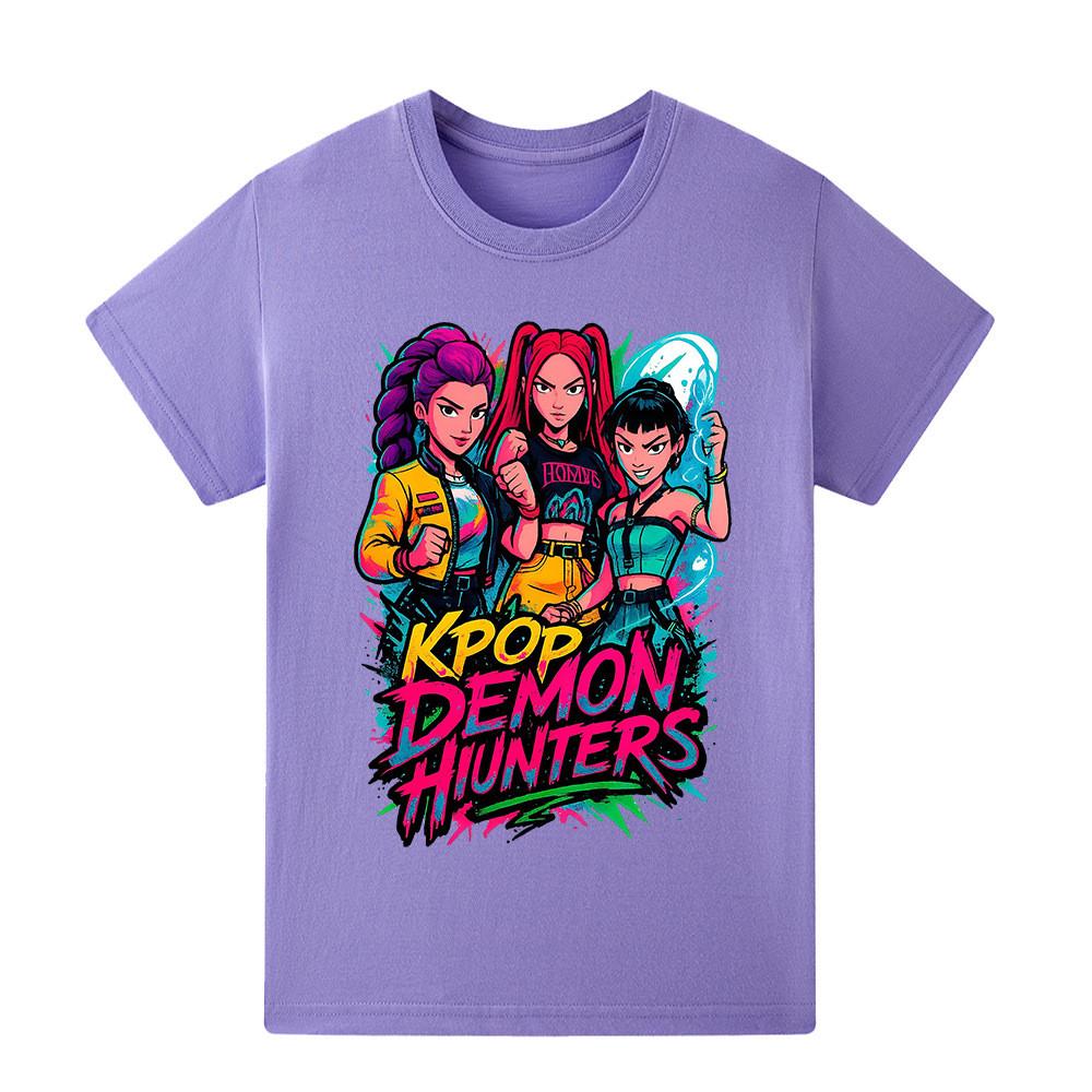 

A1213 Kids Boys Girls Kpop Rumi Zoey Mira Print Short Sleeves T-shirt 160cm