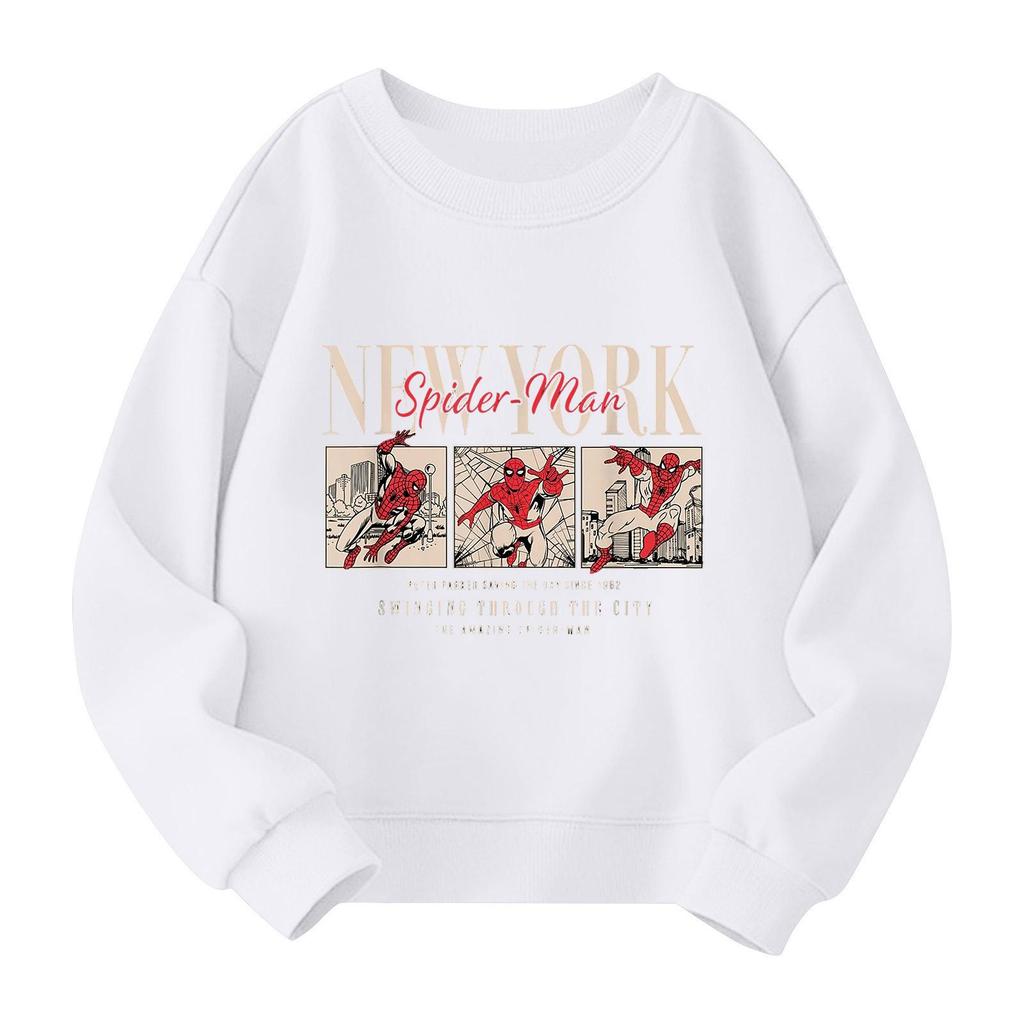 Boys and girls round neck plus velvet pullover printed top sweatshirt