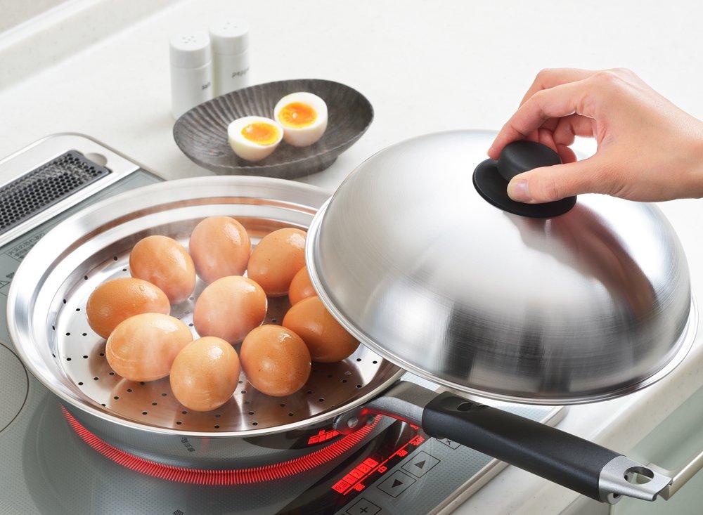 Yoshikawa Steamer for Frying Pans, Fits 24-26cm Frying Pans, Steaming Plate, Made In Japan, Stainless Steel, Easy Steaming On Frying Pan, YJ2611