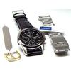 Chronograph Armbanduhr Echtleder Armband Set Inlands Seiko Offizielles Distributionsprodukt Schwarz SND367P1