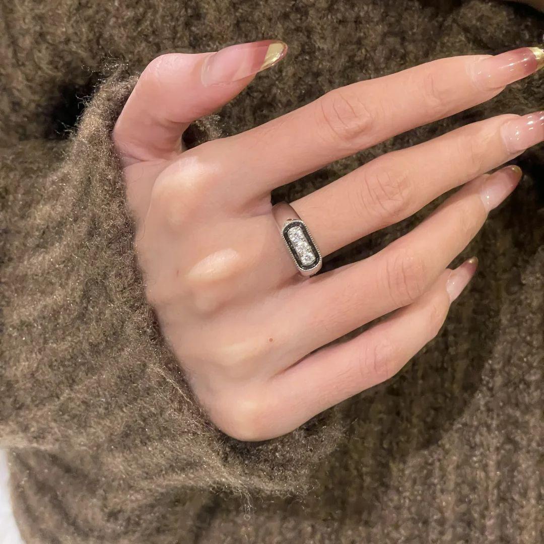 Итальянский Средневековый Старый Деньги Ветер Полый Кружевной Сотовый Кольцо Светлая Роскошь Эпоксидный Алмаз Матовый Штабелируемый Конский Глаз Кольцо opening adjustable