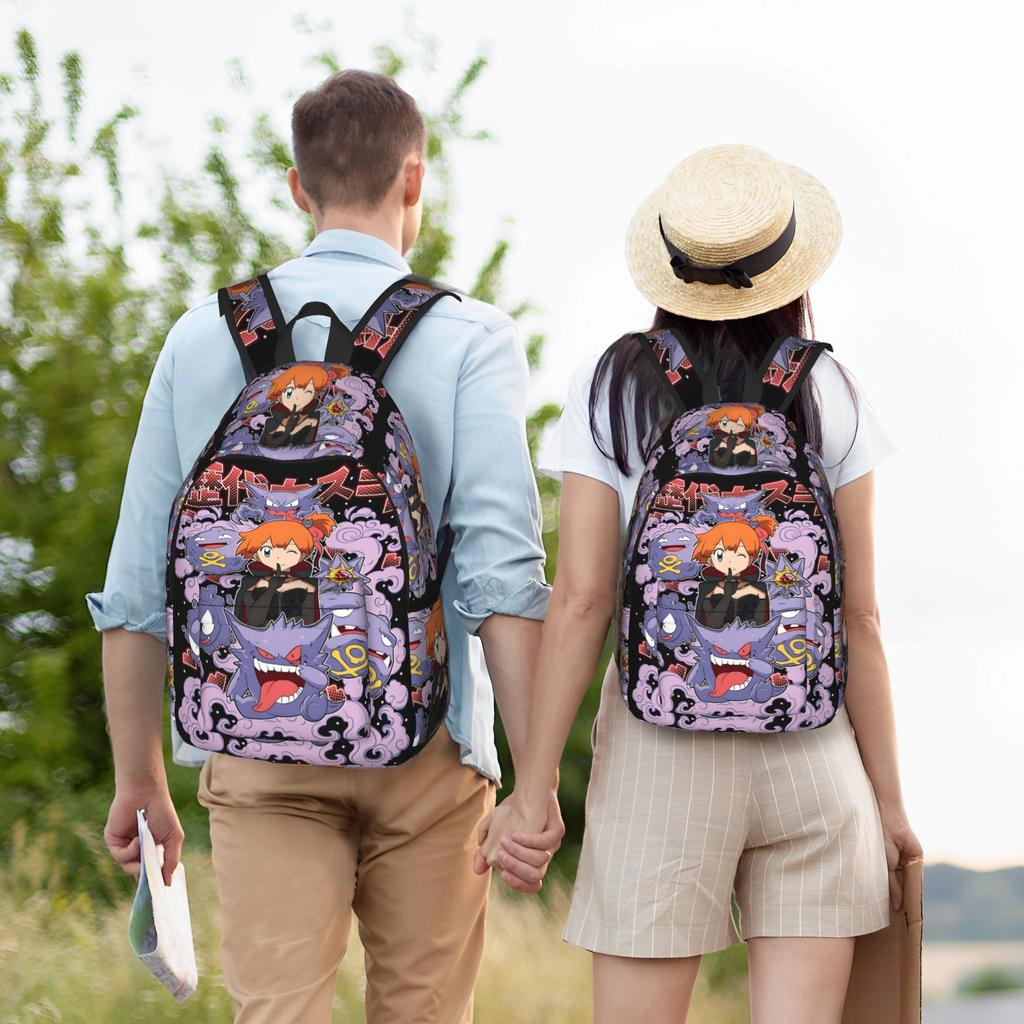 Fashion Pokemon Backpack Gengar Ghost Mochilas Solid Outdoor Zipper Closure Rucksack