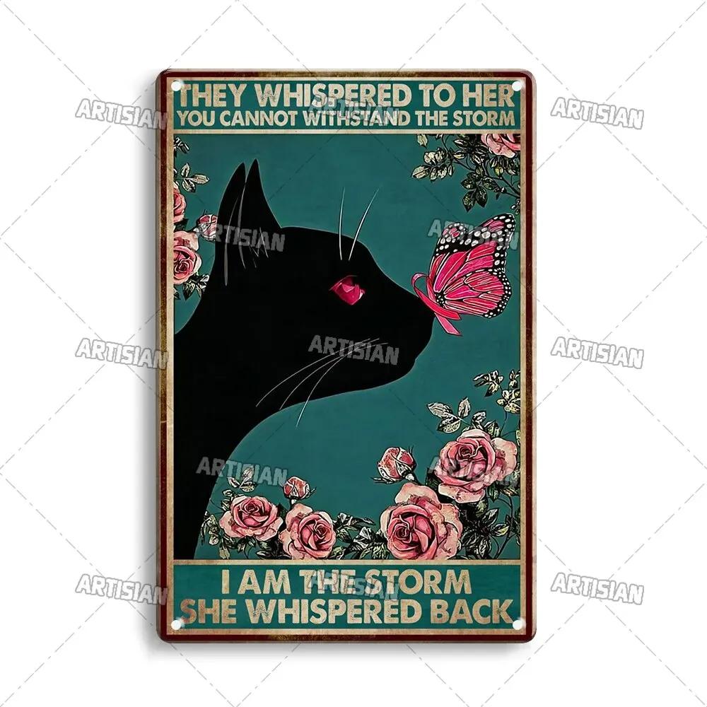 Artisan Black Cat Metal Sign  Funny Tin Plate Pet Decorative Plaque for Wall Decor In Garage Bar Pub Club Hotel Cafe Kitchen Hom