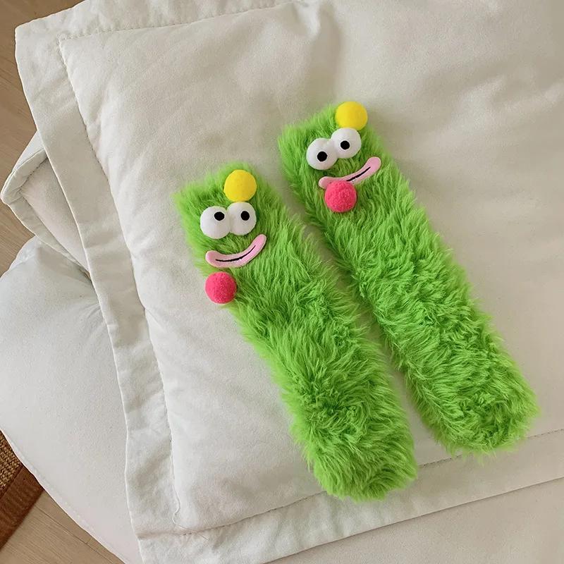 Winter Coral Velvet Socks Funny 3D Cartoon Girls Thickened Warm Socks Home Parent-child Stockings Floor Sleeping Socks For Kids