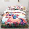 Animal horse printing set pillowcase duvet cover unicorn pattern bedroom bedding child room bed cover set luxury birthday gift