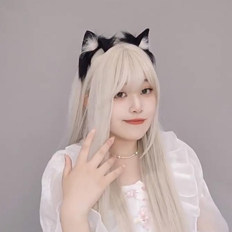 Lovely Plush Tail Animal Tail Cats Ears Headband Foxes Tail Adjustable Belt for Halloween Christmas Carnivals Party