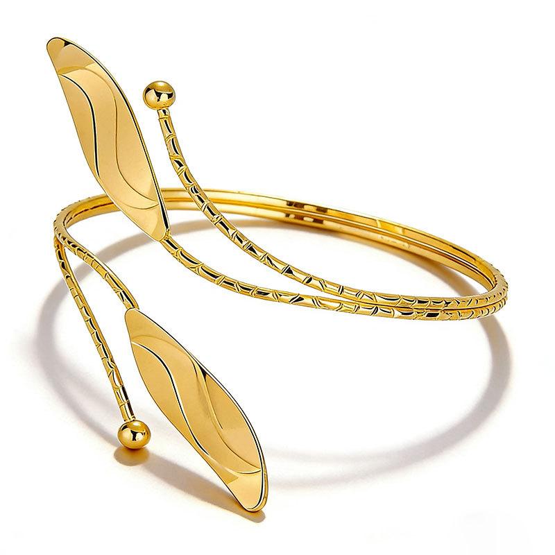 

Exaggerated Metal Leaf Arm Cuff Punk Street Fashion Women Hand Jewelry Unique Niche Accessory золотой
