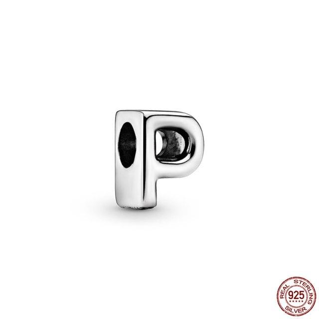 100% Γνήσιο μενταγιόν από ασήμι 925 αναμνηστικό γράμμα A-Z Series Beading Γνήσιο κόσμημα Panjia Charm βραχιόλι