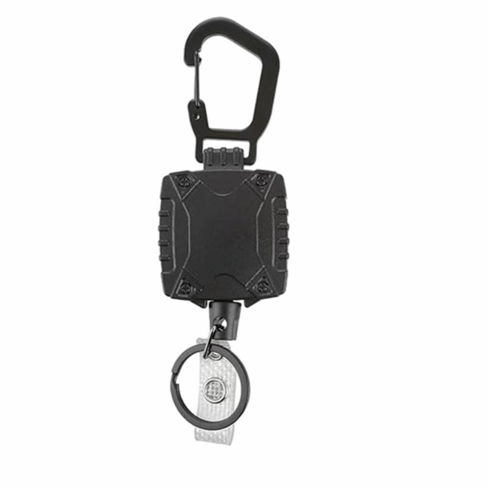 Alloy Retractable Key Reel Black Wire Rope Holder Portable Carabiner Clip  Outdoor Backpack Use