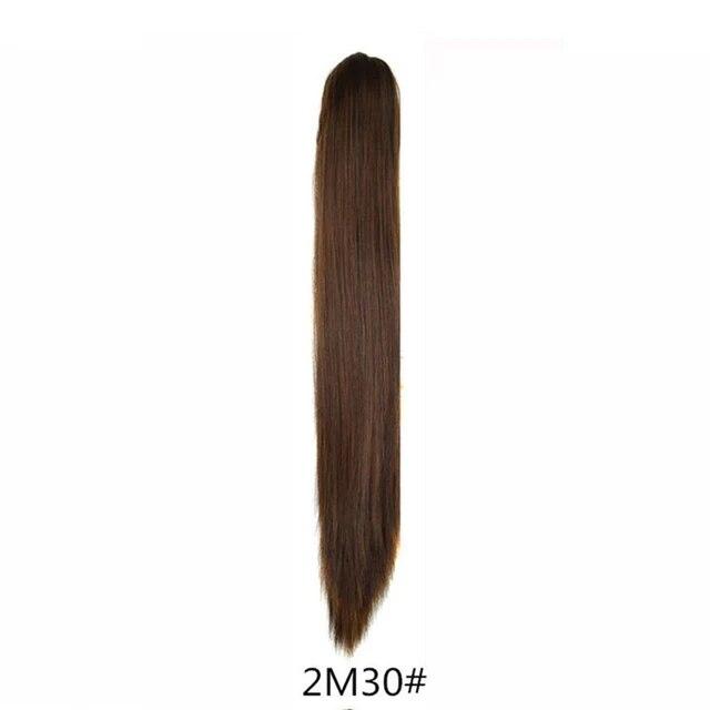 Synthetische Pferdeschwanz-Haarverlängerungen, lange, gerade Klaue, Clip-in/on-Pferdeschwanz für Frauen, tägliche Party, 55,9 cm, hitzebeständiges Kunsthaar