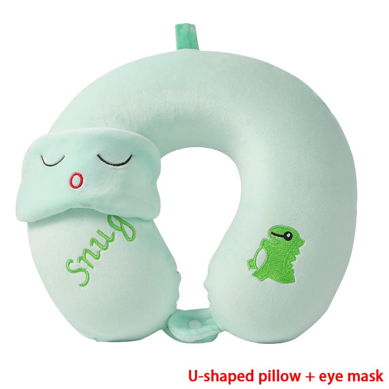 Cartoon U-Shaped Pillow Memory Foam Pillow Core Neck-Protecting Pillow for Airplane Car Travel Portable Office U-Shaped Pillow