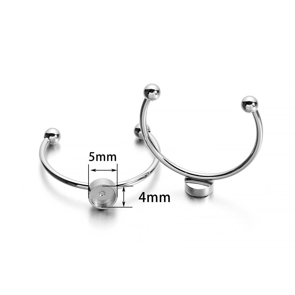 10Pcs/Lot 4-10mm Stainless Steel Adjustable Ring Settings Base Round Cabochons Cameo Settings for DIY Jewelry Making Accessories
