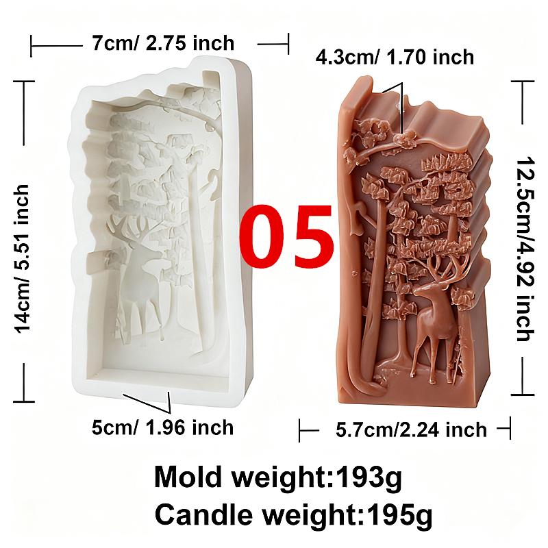 

3D Двойная голова лошади Лесной лось Пень Дерево Голова лошади Плоское животное Силиконовая форма для свечей DIY Ароматерапевтическая свеча Гипс Декор для дома
