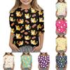 Kinder Tierdruck Rundhals Dreiviertelarm Lässiges T-Shirt Weicher Bequemer Stoff Geeignet für den Alltag und Spielzeit