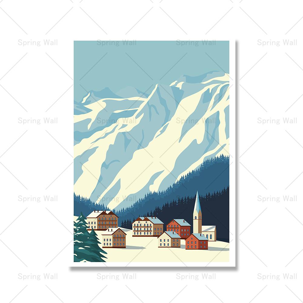 

Скандинавская природа, снег, лыжи, постер и печать, солнечная зима, горы, искусство, холст, картина, современная настенная картина для гостиной, домашний декор 21x30cm No Framed