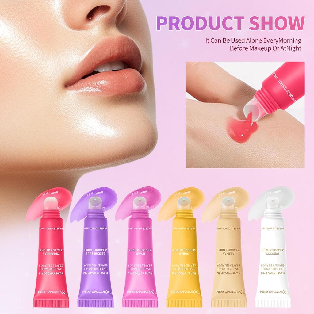 6-Piece Moisturizing Lip Oil Set: Glossy Primer & Essential Care for Autumn/Winter
