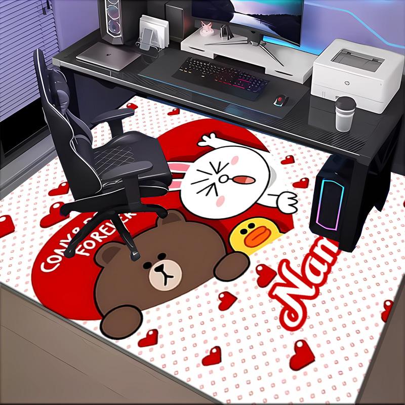 Custom Name Love Cony Brown Forever Rug for Living Room, Game Rooms, Office, Bedroom, Floor Mat Playful Design, fan gifts Christmas decor