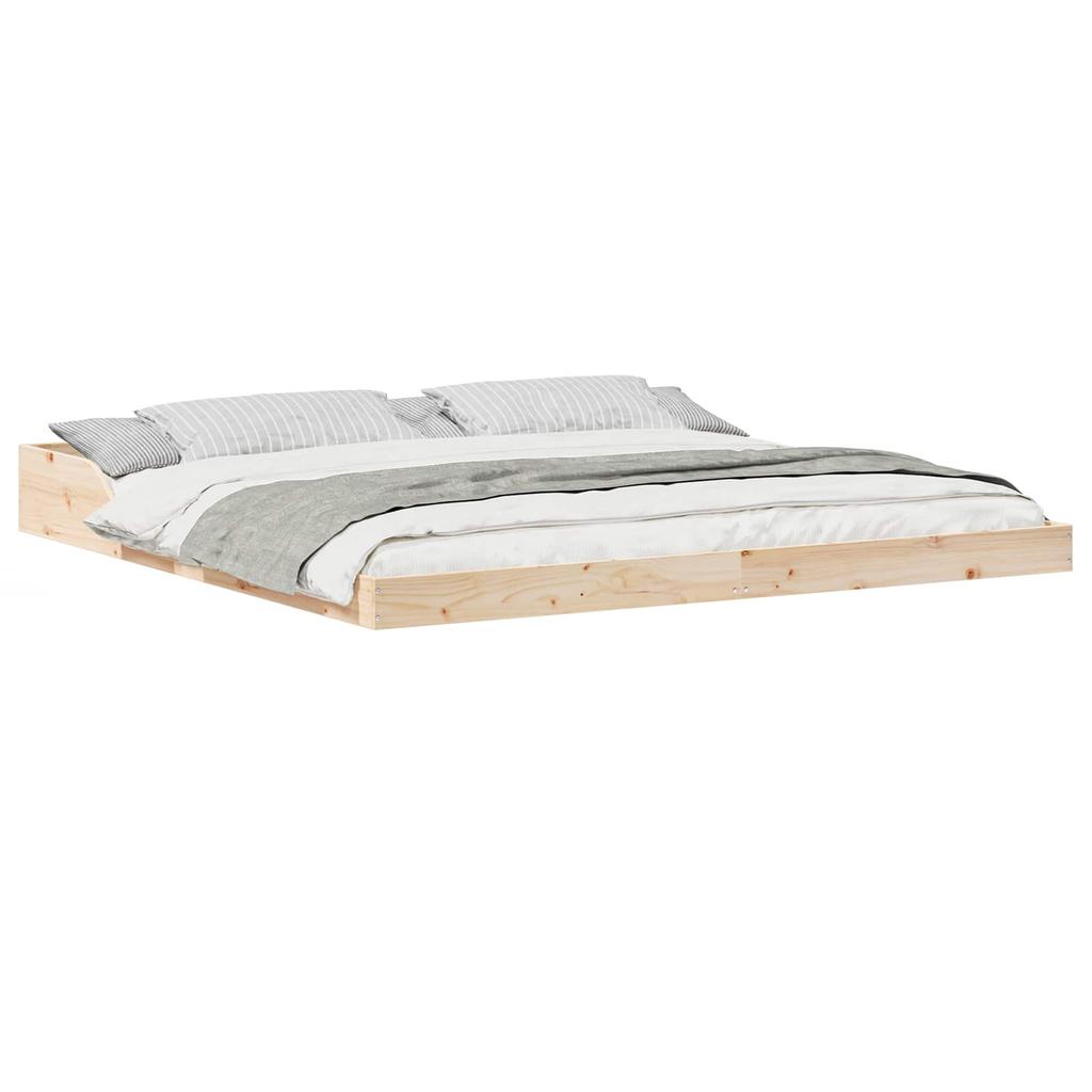 Brown Bed Frame 180 x 210 cm Solid Pine Wood