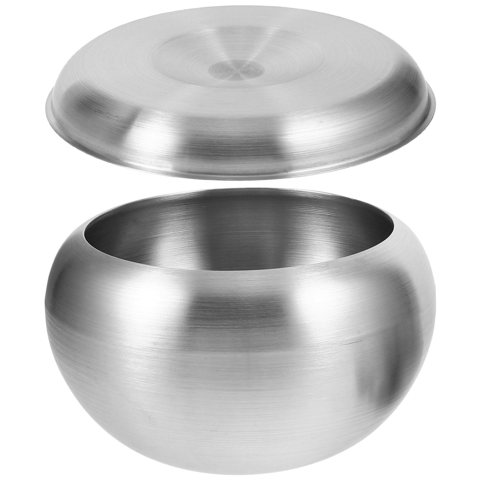 

Stainless Steel Rice Bowl Large Bowls Kitchen Food Metal Cereal Salad Double Layer Household срібний