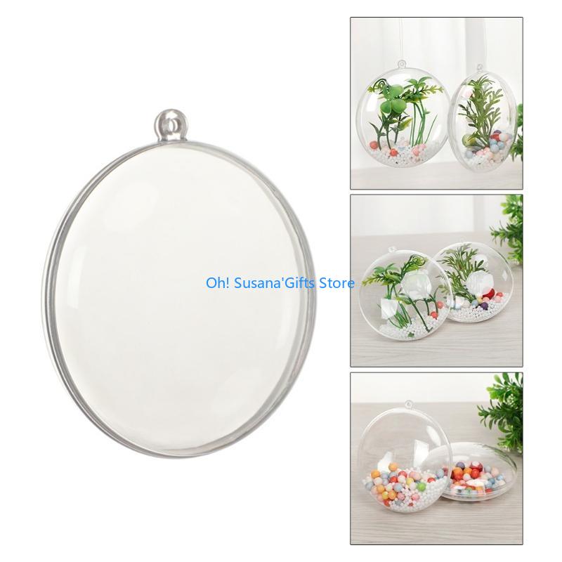 090D 5 Stück Oblate Klarer Kunststoff-Schmuck 3,5 Zoll Weihnachten Füllbare Hängende Flache Kugeln Kugel DIY Basteln Weihnachtsbaum Dekor