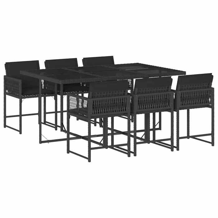 VidaXL 7-Piece Garden Dining Set with Cushions, Table and Folding Back Chairs, Outdoor Patio Furniture 3211447