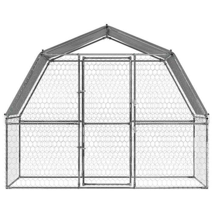 VidaXL Cage pour Chiens avec Toit et Porte, Parc à Chiens, Enclos pour Animaux, Chenil de Terrasse Extérieur, Argenté Acier 3294908