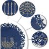OWENIE Hanukkah Placemats Set of 4, Embroidered Chanukah Menorah Blue Round Placemats, Je Festival Holiday Party Table Decor Indoor Outdoor
