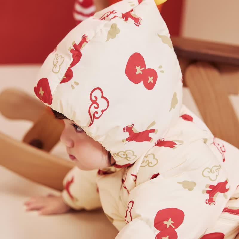 Mini Balabala Baby Hooded Down Jumpsuit