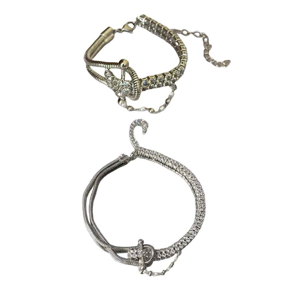 Temperament Metal Bracelet Chain Women Hand String Fashion Crystal Necklace Streetwear