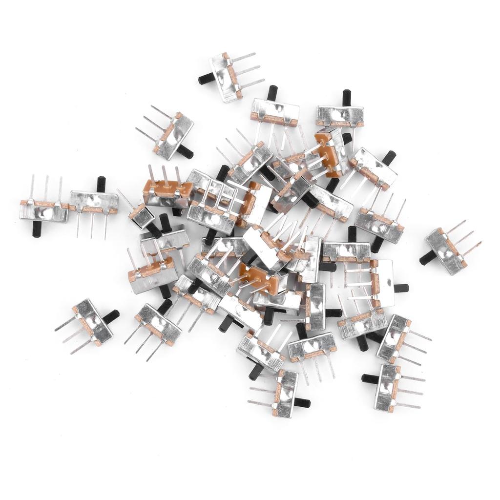FORIOT 40pcs SS12D00G3 3 Pin 2 Position SPDT 1P2T PCB Panel Mini Vertical Slide Switch 0.5A 50V DC