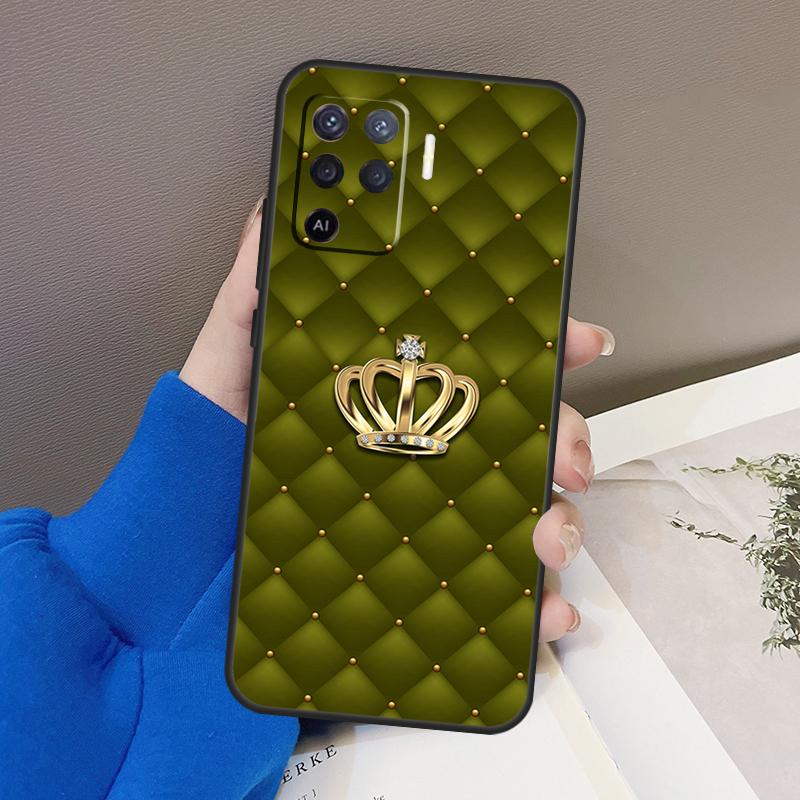 Quilted Texture Sofa Pattern Crown Case For OPPO A5 A9 A31 A53 2020 A53S A1K A15 A16 A52 A72 A92 A83 A91 A54 A74 A94 Coque