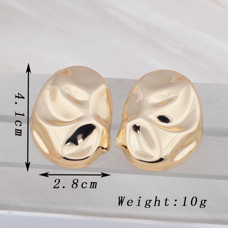 

Irregular Oval Drop Earrings for Women Trendy Golden Uneven Metal Dangle Earrings Simple Geometry Party Zircon