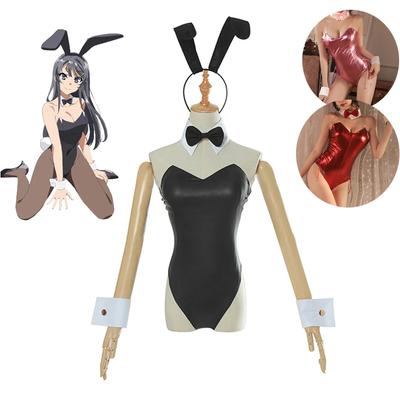 Costume de Cosplay Halloween Sexy Bunny Girl Senpai Combinaison Faux Cuir Femme Costume Lapin