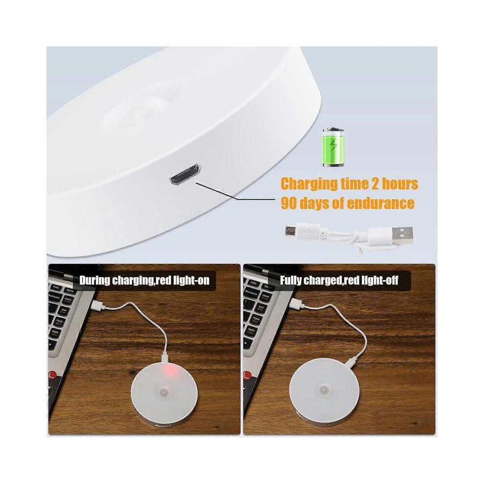 3 Pack Motion Sensor Light, 8 LEDs Rechargeable Night Light, with USB Cable & Magnetic Patch, 3 Modes, Cordless Safe Wall Light for Kitchen, Bookshel